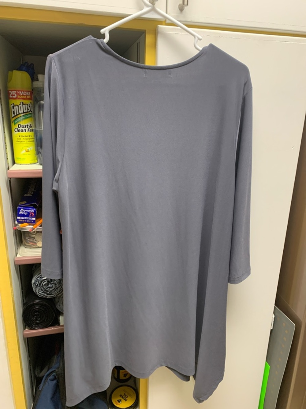 Slate Grey V-Neck Tunic Top - 3/4 Sleeve - Picture 2 of 4